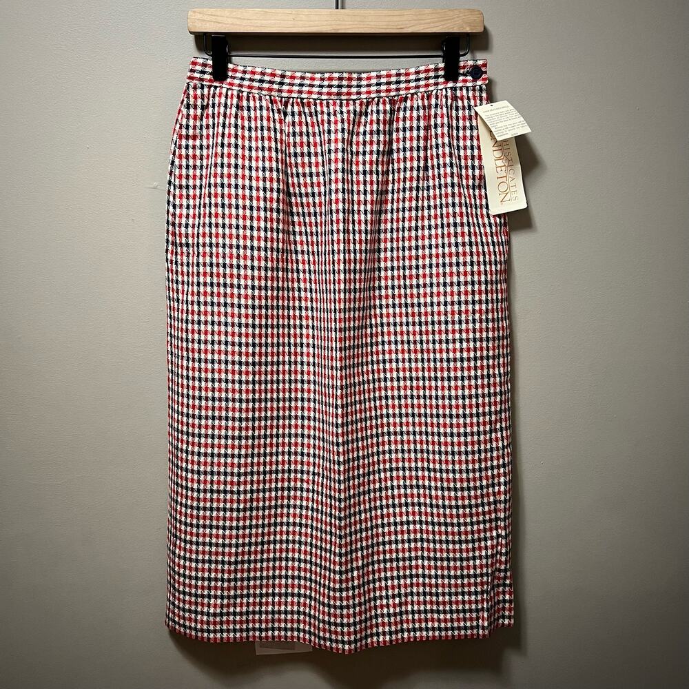 Vintage Pendleton Red Black White Plaid Check Midi Skirt Academia Preppy 6 New